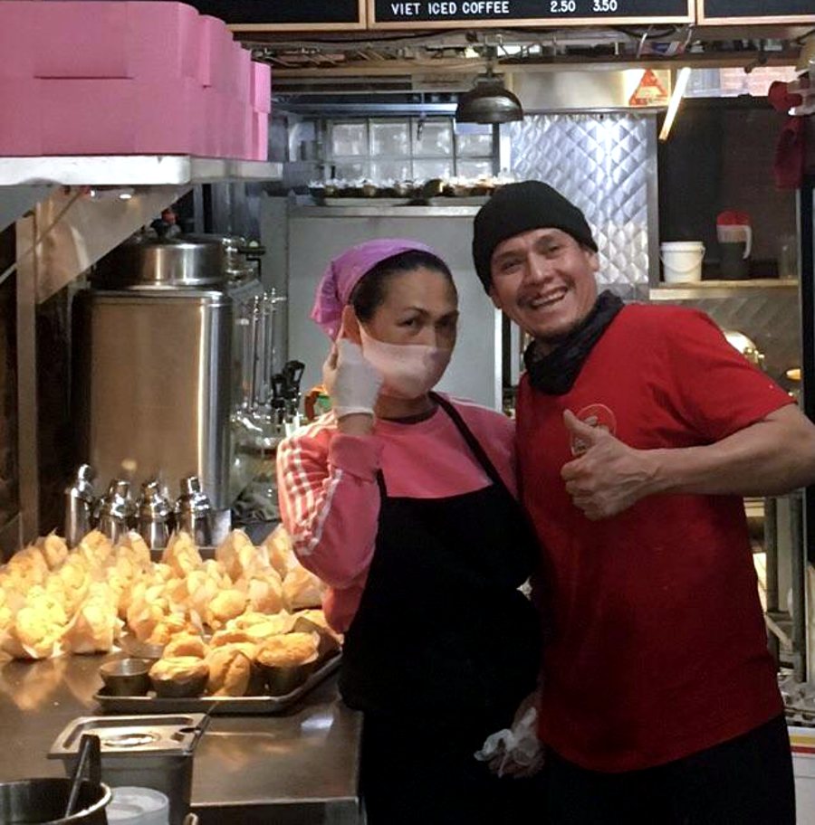 The Spongies Cafe family behind the counter